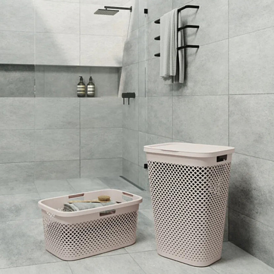 Корзина для белья PURE кремовая 55л