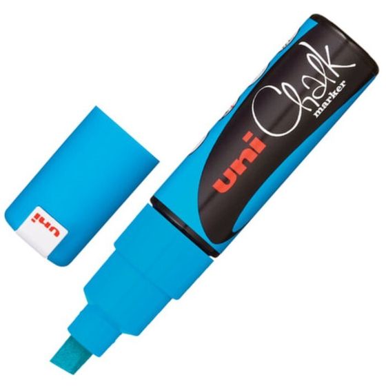Маркер меловой UNI &quot;Chalk&quot;, 8 мм, влагостираемый, для гладких поверхностей, синий, PWE-8K L.BLUE