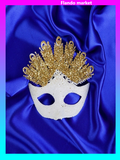 !09 Набор елочных украшений 3 штуки &quot;Карнавальная маска&quot; 14,5х13 см. цвет белый с золотом