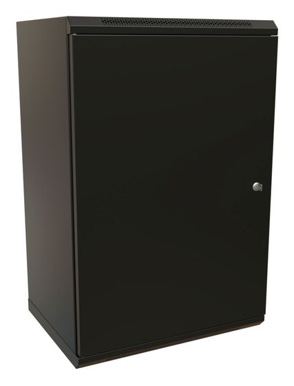 Шкаф коммутационный WRline (WR-TW-2266-SR-RAL9004) настенный 22U 600x600мм пер.дв.металл 2 бок.пан. направл.под винты 60кг черный 520мм 1086мм IP20 с