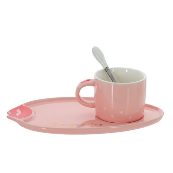 Кружка с блюдцем и ложкой, 200 мл, L25 W14 H8 см, дизайн микс