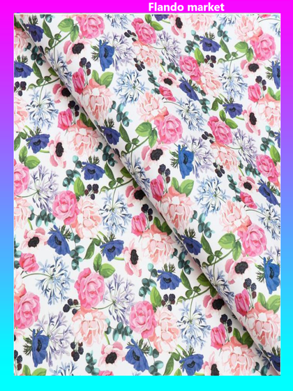 !Бумага упаковочная 2 листа крафт &quot;Розы, 0,5 х 0,7 м.