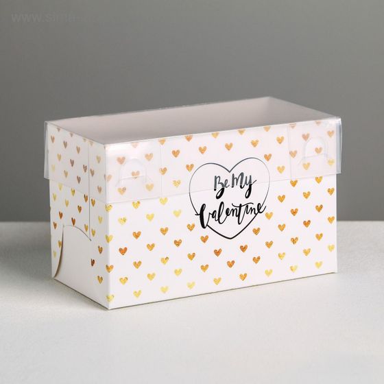 !Коробка /2 штуки/ на 2 капкейка Be my Valentine, 2 шт 16 × 8 × 10 см