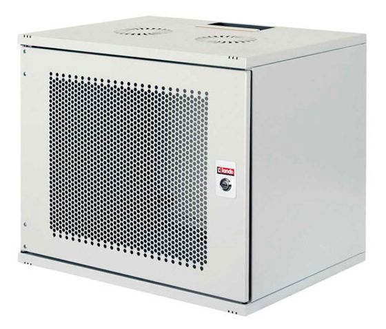 Шкаф коммутационный Lande NetBox Soho (LN-SH12U5460-LG-F0-3) настенный 12U 540x600мм пер.дв.перфор. задн.дв.стал.лист несъемн.бок.пан. направл.под за