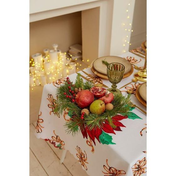 !09 Скатерть новогодняя &quot;Сказочный Новый год&quot; 145*260 см, 100% п/э