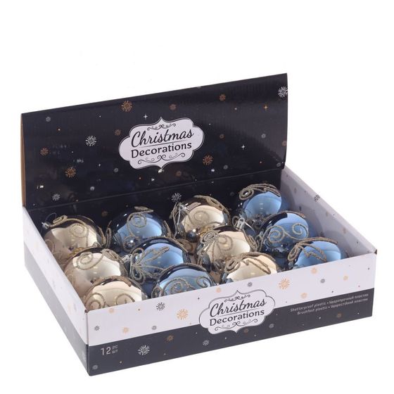 Набор из 12шт Украшение новогоднее &quot;Шар&quot;, D 8 см, L35,5 W27 H9 см