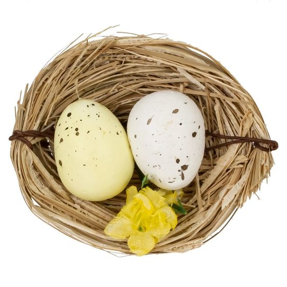 Набор из 6-ти изделий декоративных &quot;Гнездо пасхальное&quot; (6*4,5*2), L18 W12 H3 см