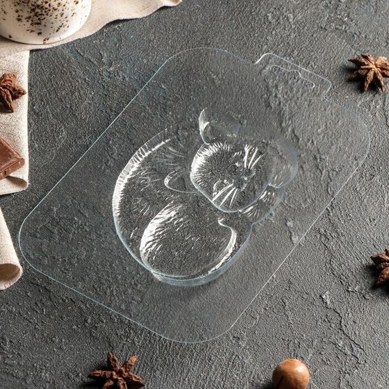 !09 Форма для шоколада и конфет «Кисонька», 127×93×14 мм, пластик, прозрачная