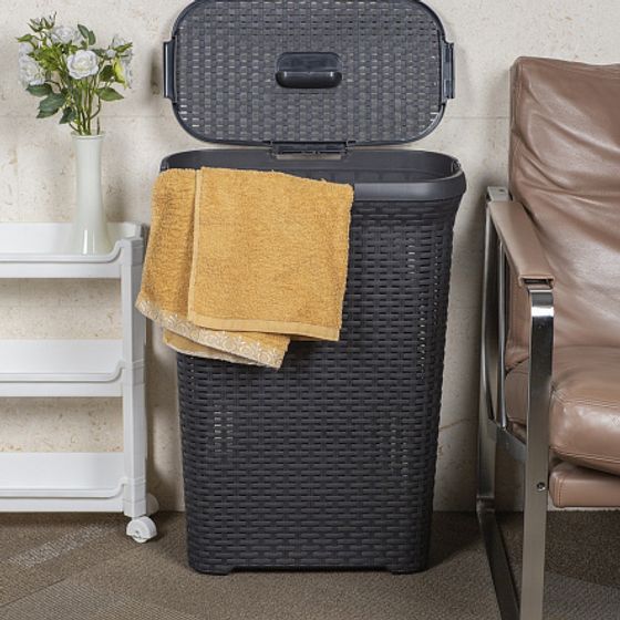 Корзина для белья RATTAN STYLE 40л темно-серая