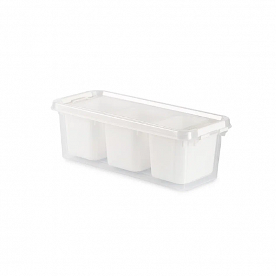 Контейнер для хранения GRAND белый 3 секции 11.3x27.3x9см высокий