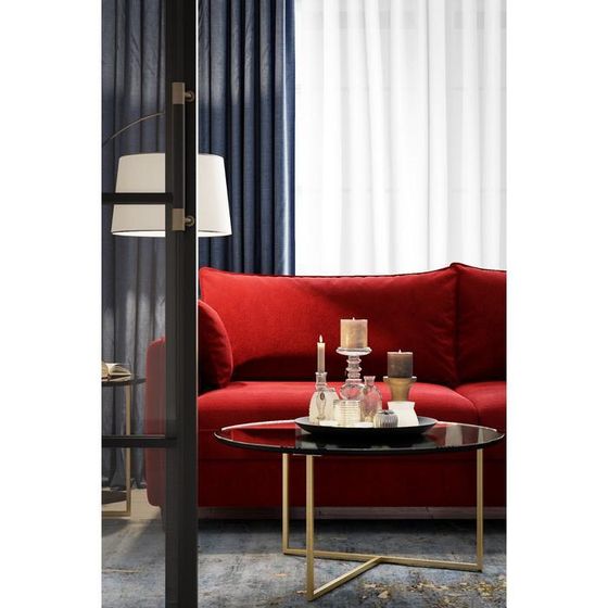 Стол журнальный «Маджоре Glass», 800 × 800 × 390 мм, цвет чёрная Lacobel