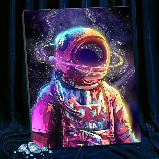 Картина по номерам с кристаллами из хрусталя, 40 × 50 см «Космонавт арт» 23 цвета