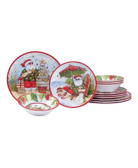 Santa&#39;s Wish Melamine 12 Pc. Dinnerware Set, Service for 4