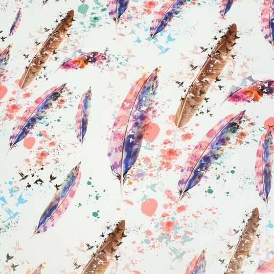 !09 Бумага упаковочная (набор 4 листа) глянцевая, двусторонняя "Перья", рисунок, 100 х 70 см.