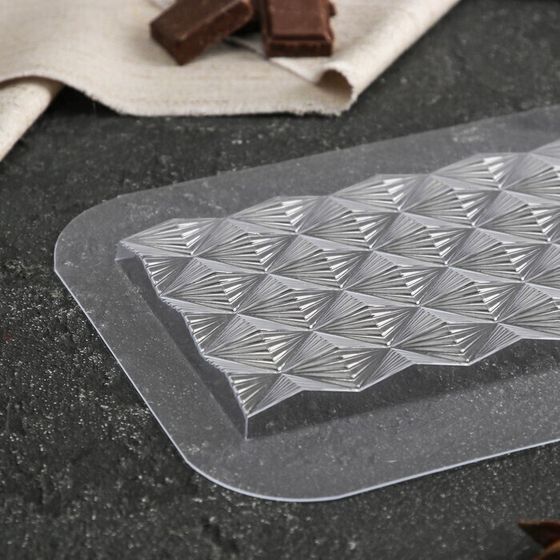 !09 НАБОР 3 ШТУКИ -Форма для шоколада и конфет «Плитка Инфлексия», 17×8,5×1 см, цвет прозрачный