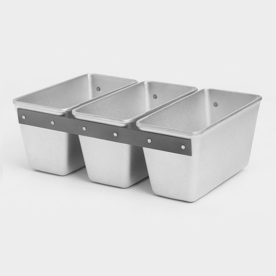Форма для хлеба, 2,1 л, 22,5×11,5×12,2 см, Л-7, 3-х секционная, литой алюминий