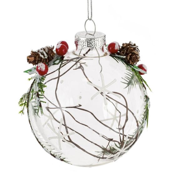 Украшение новогоднее "Шар" с декором, D 8 см, L8 W8 H9 см