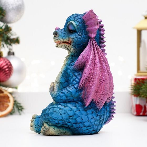 !09 Копилка &quot;Дракончик медитирует&quot; синяя, 8х9,5х12,5 см.