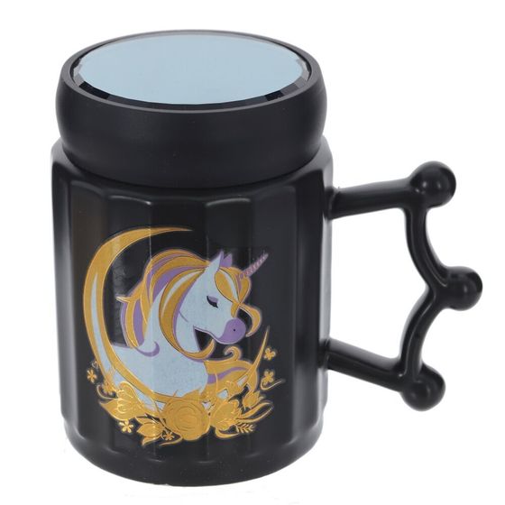 Кружка с крышкой, 350 мл, L12 W8 H12 см, дизайн микс