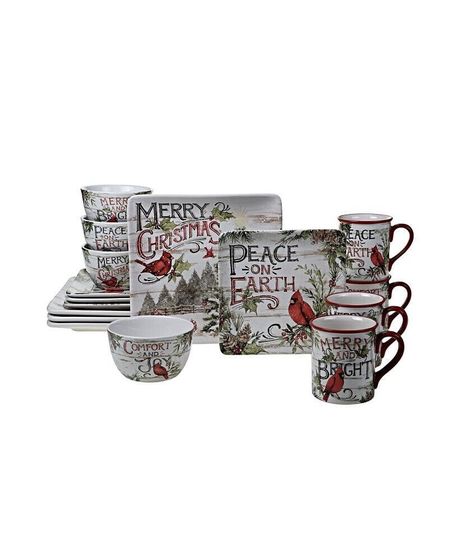 Evergreen Christmas 16 Piece Dinnerware