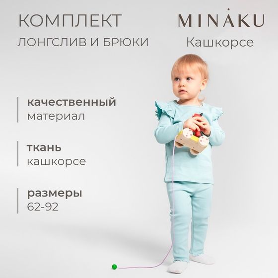 Комплект (лонгслив и брюки) для девочки MINAKU, цвет ментол, рост 68-74 см