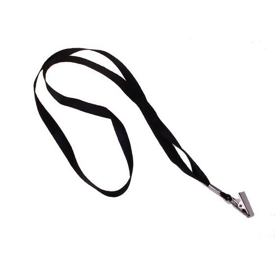 !09 Лента для бейджа, ширина-10 мм, 11 Штук, длина-80 см, с металлической прищепкой, чёрная