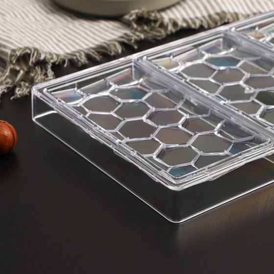 !09 Форма для шоколада и конфет KONFINETTA «Соты», 3 ячейки, 27,5×17,5×2,5 см, ячейка 15,3×7,5х0,8 см