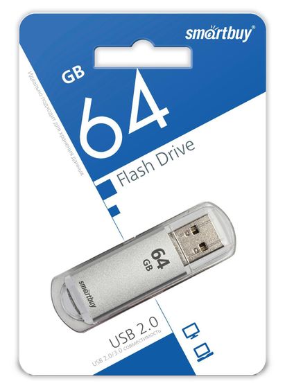Флеш диск 64Gb Smartbuy V-Cut SB64GBVC-S USB2.0 серебристый