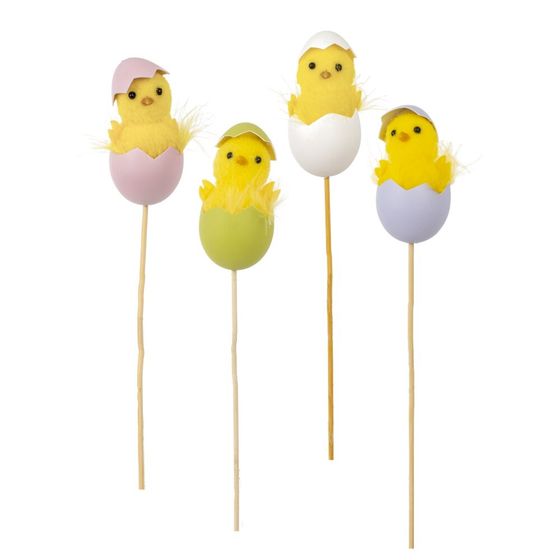 Изделие декоративное (вставка) "Цыпленок" (блок 12шт), L4 W3,5 H32 см, 4в.