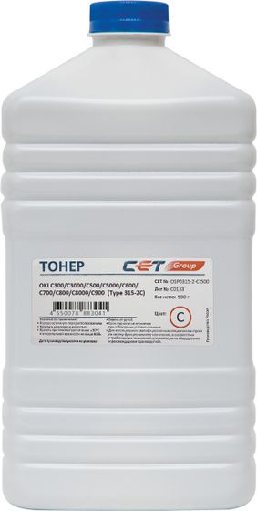 Тонер Cet Type 315-2 OSP0315-2-C-500 голубой бутылка 500гр. для принтера OKI Pro9431 C300/C3000/C500/C5000