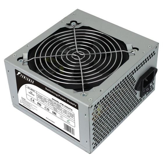 Блок питания 450W ATX Powerman PM-450ATX 12cm fan 20+4pin 4+4pin 5xSATA PCI-E 2xIDE Floppy