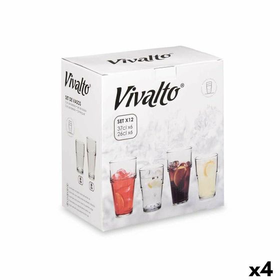 Набор стаканов Vivalto S12176/BHA Прозрачный Cтекло 260 ml 370 ml (4 штук)