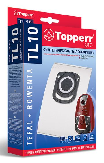 Пылесборники Topperr TL10 1428 сверхпрочные нетканые (4пылесбор.) (1фильт.)