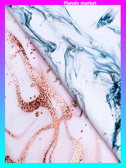 Бумага глянцевая 4 листа &quot;Мрамор&quot;, голубой-розовый, 50 х 70 см,80 гр/м