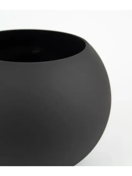 !09 Ваза «Пять вечеров», шаровая, 1 л, 10×12×12 см, стекло, чёрная матовая