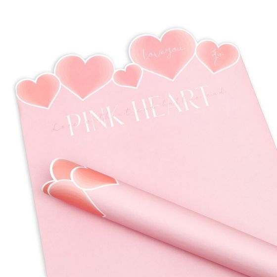 Бумага фигурная для цветов 70гр., &quot;Сердца&quot;, 50х35см, розовая