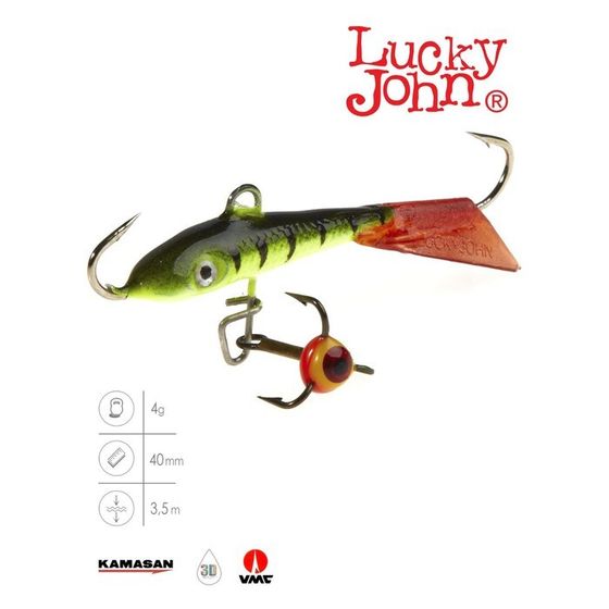 Балансир Lucky John FIN 3 + тройник, 4 см, цвет 31RT блистер