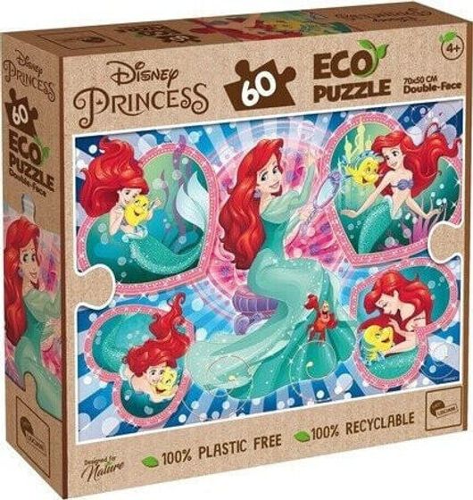Lisciani LISCIANI DISNEY ЭКО ПАЗЛ ДВУХСТОРОННИЙ РУСАЛОЧКА 60 ДЕТАЛЕЙ