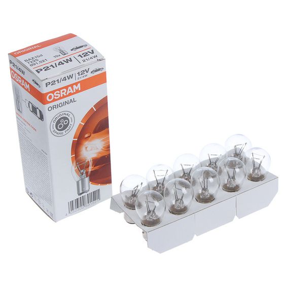 Лампа автомобильная Osram, P21/4W, 12 В, 21/4 Вт, BAZ15d