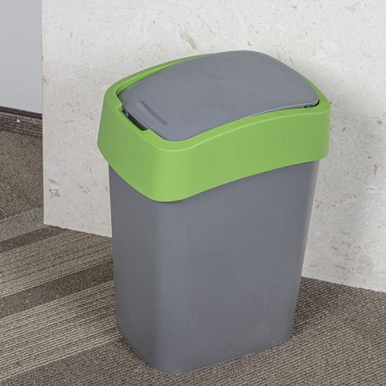 Контейнер для мусора FLIP BIN серебристый/зеленый 9л