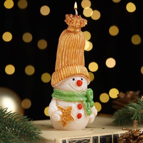 Свеча декоративная &quot;Сказочный снеговик&quot;, 6,2х5х13,2 см, металлик