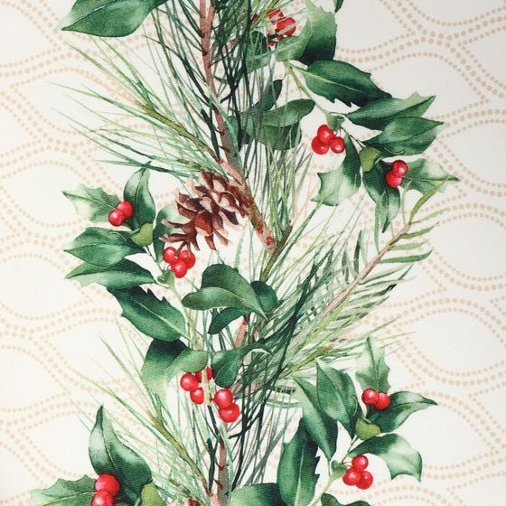 Скатерть Этель Christmas wreath d=220см +/-3см с ВГМО, 100%хл, саржа 190гр/м2