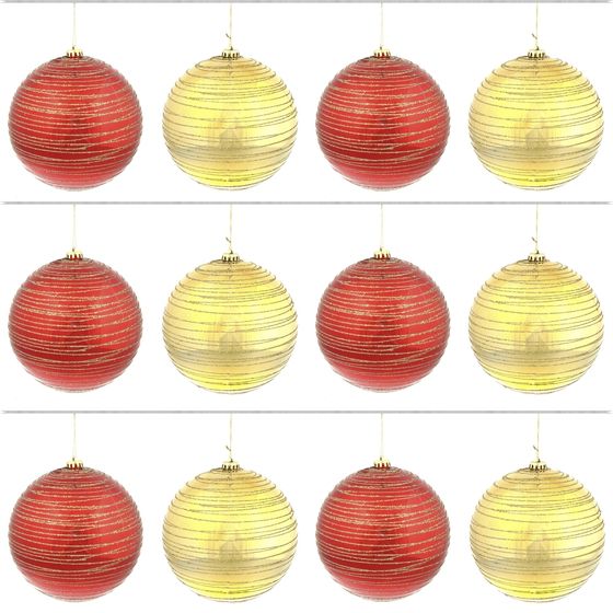 Набор из 12шт Украшение новогоднее Шар &quot;Золотистая спираль&quot;, D10 см, L44 W33 H10,5 см