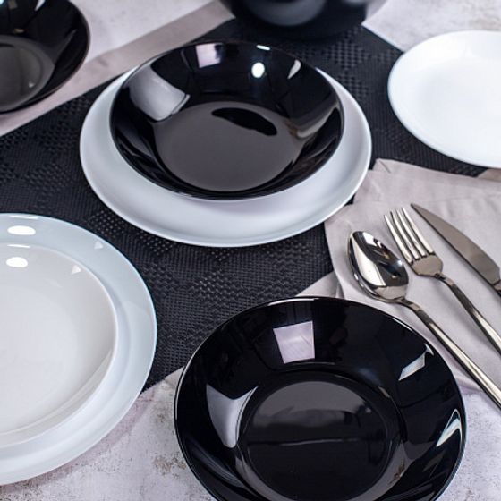 Столовый набор 19 предметов ДИВАЛИ черно-белый