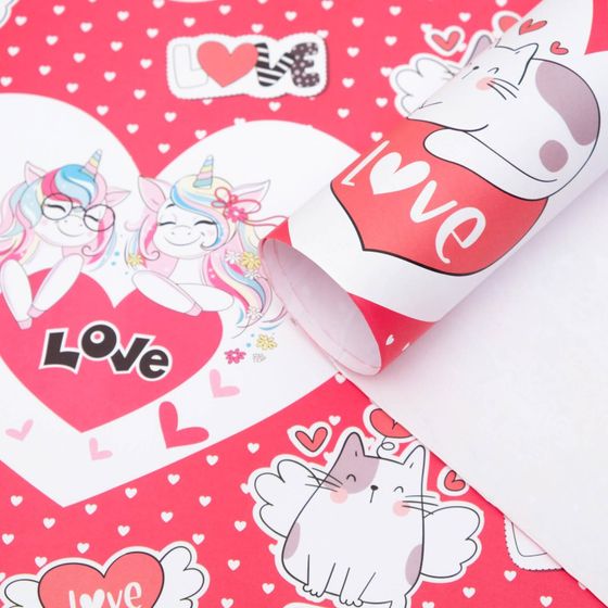 !09 Бумага глянцевая (набор 2 листа) "Котики" 70 × 100 см.