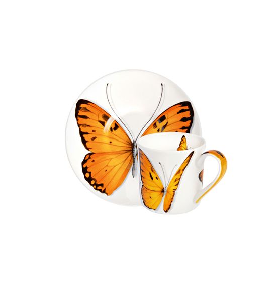 Чашка с блюдцем кофейная Butterfly, 100 мл, цвет: оранжевый, FREEDOM     (4)     1-891-D