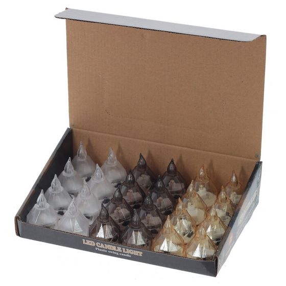 Изделие декоративное &quot;Свеча&quot; (подсветка, 3xLR41) (блок микс 24шт), L3,5 W3,5 H5 см, 3в.