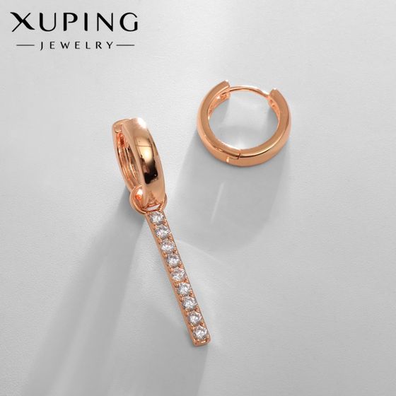 Серьги со стразами  XUPING открытие, цвет белый в розовом золоте