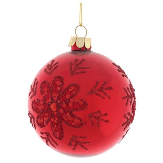 Украшение новогоднее Шар "Малиновый цветок" , D8 см, L8 W8 H9 см