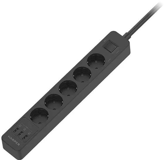 Сетевой удлинитель Harper UCH-510 Black с USB зарядкой